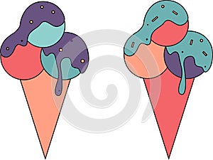 Set of ice cream, summertime, colorful ice cream, holydays, vacation