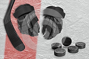 Set on ice hockey accessories