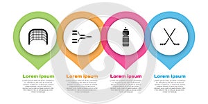 Set Ice hockey goal, Championship tournament bracket, Fitness shaker and Ice hockey sticks. Business infographic