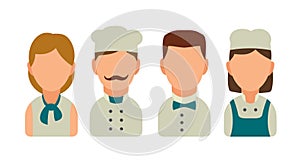 Set icon character cook. Waiter, chef, waitress,