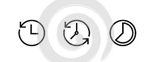 Set icon Clock on white background. Recent event history. Editable Vector Outline.