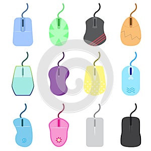 Set of icon computer mouses with colorful color and a lot of shapes. it use for technology, sale, home design and object of hardwa
