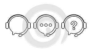 set of Icon customer support service. Vector chat symbol. ear symbol