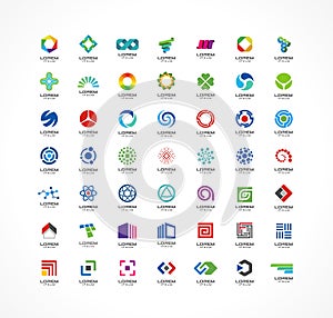 Set of icon design elements. Abstract logo ideas for business company. Finance, communication, eco, technology, science