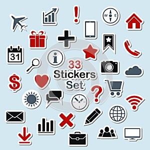 Set of icon stickers for mobile app and web