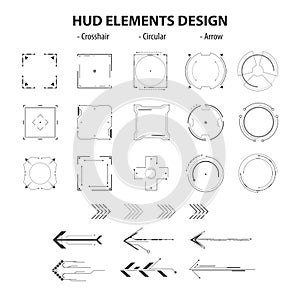 Set of icon technology hud elements design isolated on white background