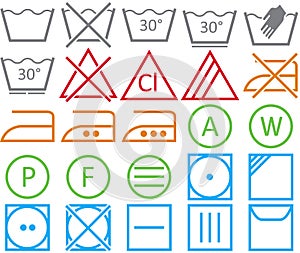 Set icon of washing signs