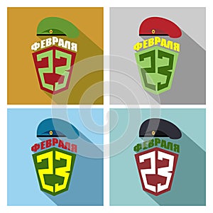 Set icons for 23 February-day of defenders of the fatherland. Po