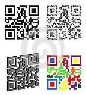 Set icons abstract qr code vector illustration