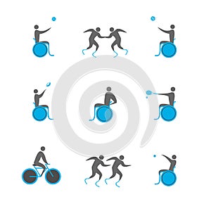 A set of icons with athletes with disabilities