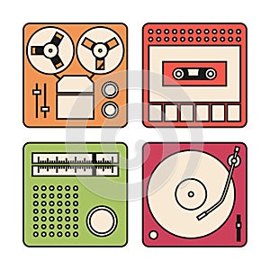 Set of icons for audio equipment