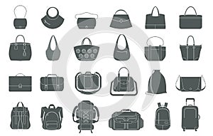 Set of icons of bags and luggage