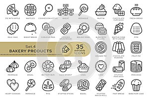 set icons bakery products 04