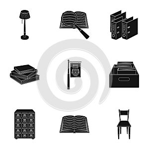 A set of icons with books. Seth about the library, reading, bookstore. Library and bookstore icon in set collection on