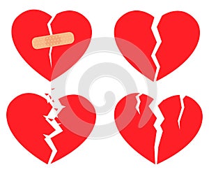 Set of icons Broken heart