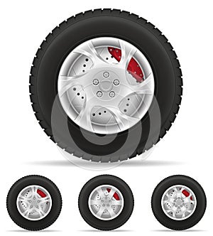 Set icons car wheel tire from the disk vector illustration