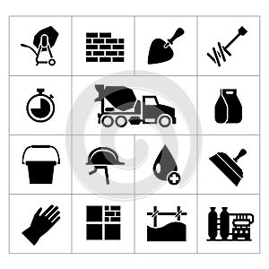 Set icons of cement and concrete