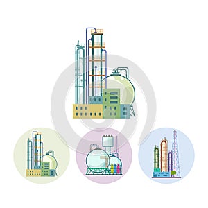 Set icons of a chemical plant or refinery