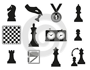 Set of icons on the chess theme.