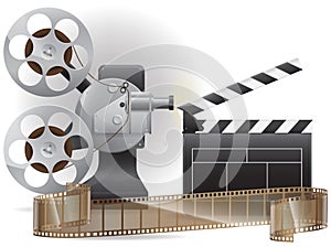 Set icons cinematography cinema and movie. Film production equipment for shooting, film industry