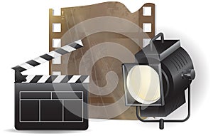 Set icons cinematography cinema and movie. Film production equipment for shooting, film industry