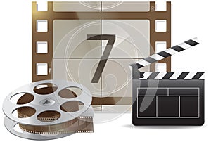 Set icons cinematography cinema and movie. Film production equipment for shooting, film industry