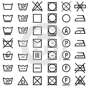 Set of icons on clothing label.