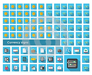 Set icons color finance and set currency symbol