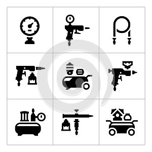 Set icons of compressor and accessories