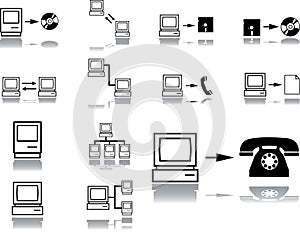 Set icons. Computer network
