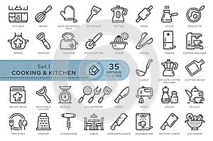 set icons cooking kitchen 01