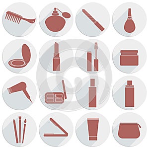 Set of icons cosmetics in flat style