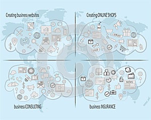 Set of icons for creating businness online