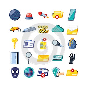 Set icons of cyber security