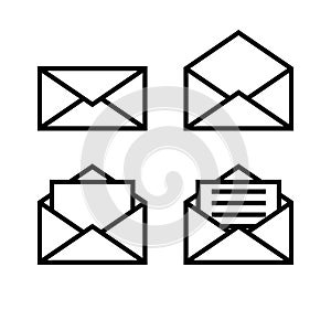 Letter envelope symbols icons signs logos simple black and white colored set 2