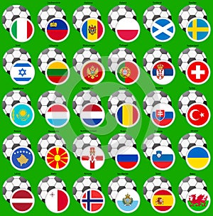 A set of icons with flags of the european countries.