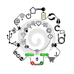 Set of icons in the form of a gear. Application design symbols.
