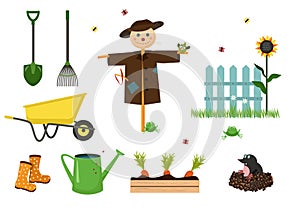 A set of icons for gardening, design elements