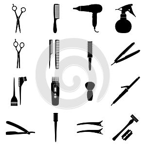 Set of icons of hairdresser tools, vector illustration