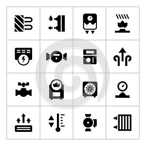 Set icons of heating
