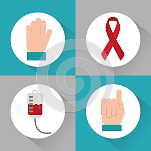 Set of icons hemophilia blood campaing