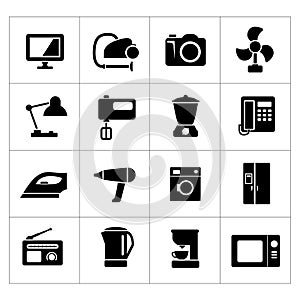 Set icons of home technics and appliances