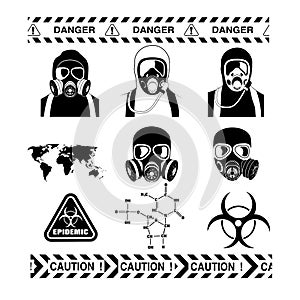 Set of icons and icons on the theme of the epidemic vector illustration