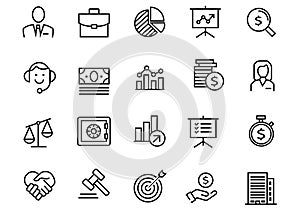 Set of icons about job search, money, deals. finance charts. Vector illustration eps 10