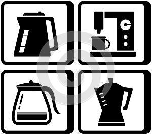 Set icons with kettle and percolator photo