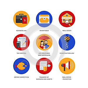 Set of icons for legal services company