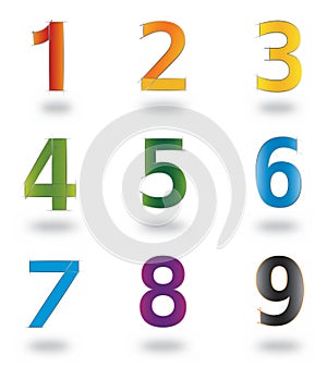 Set of Icons and Logo Elements Numbers Digits 1 to 9