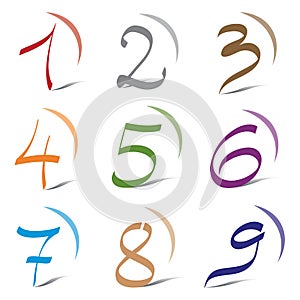 Set of Icons and Logo Elements Numbers Digits 1 to 9