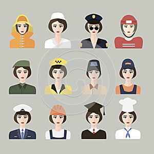 Set of icons of male profession for women