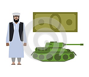 Set of icons for military conflict in Syria. Refugee, Money and